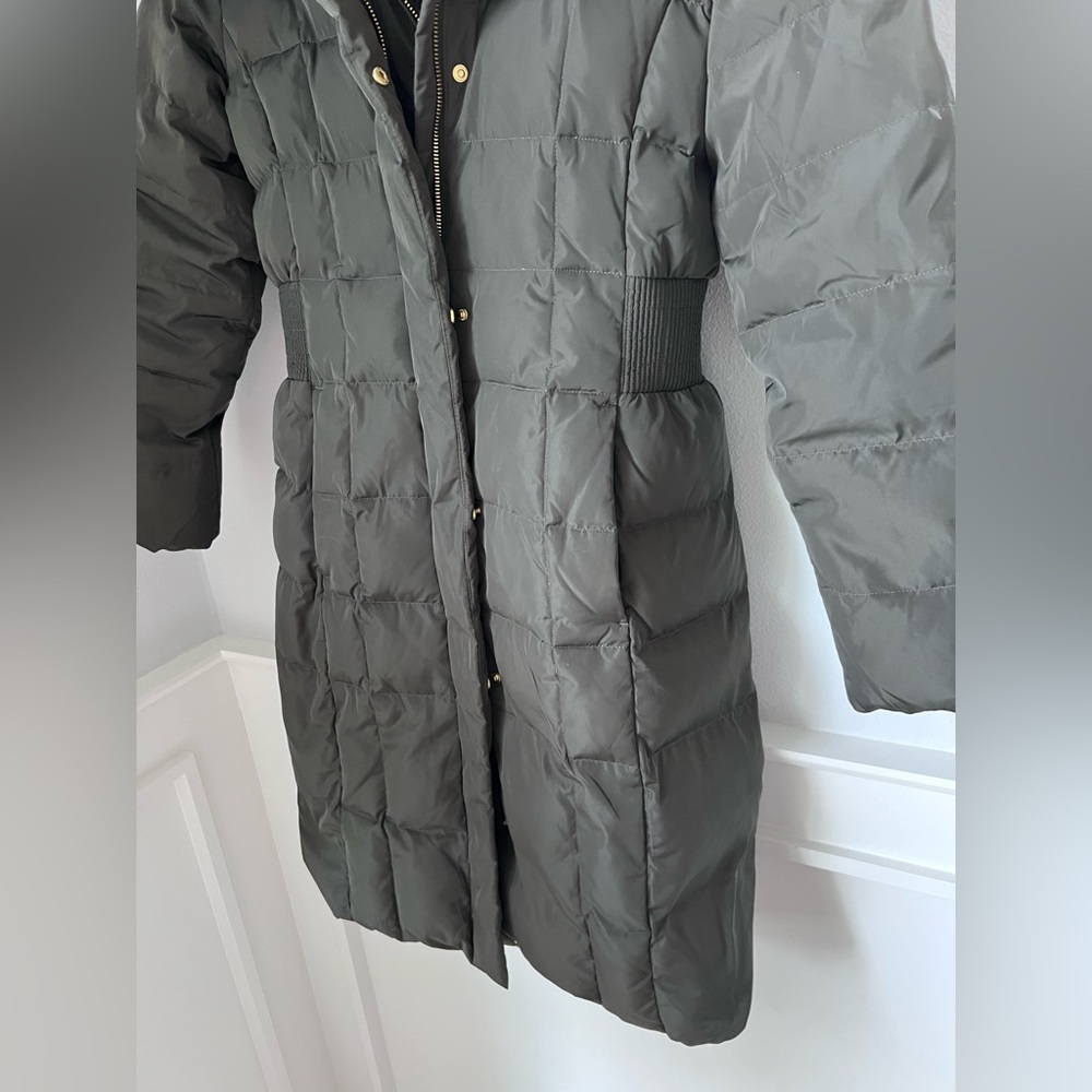 Women's Long Quilted Coat - Olive. Cole Haan size SP - Picture 6 of 15